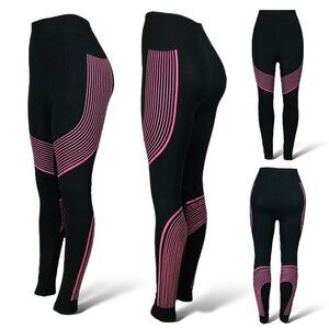 Women's High Waist Yoga Leggings Gym Fitness Sports Pants | Black/Pink